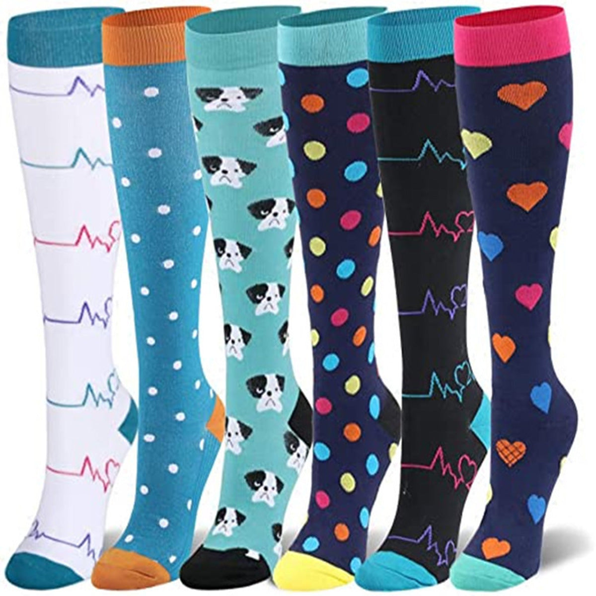 Compression Socks For Women & Men Circulation 6 Pairs For Athletic Running Cycling