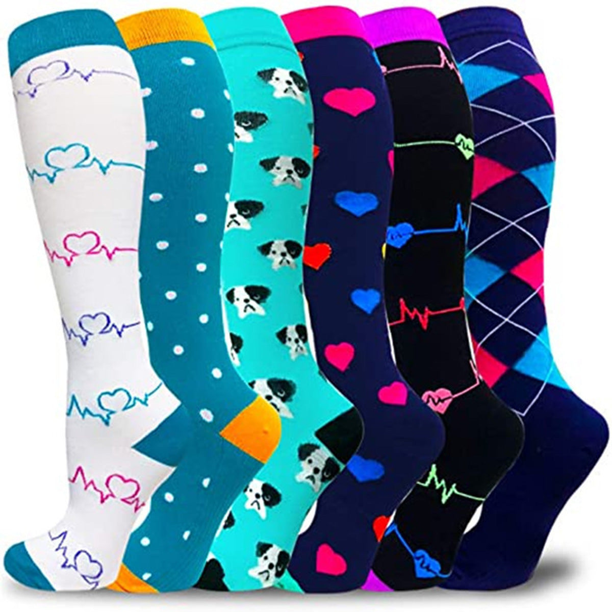 Compression Socks For Women & Men Circulation 6 Pairs For Athletic Running Cycling