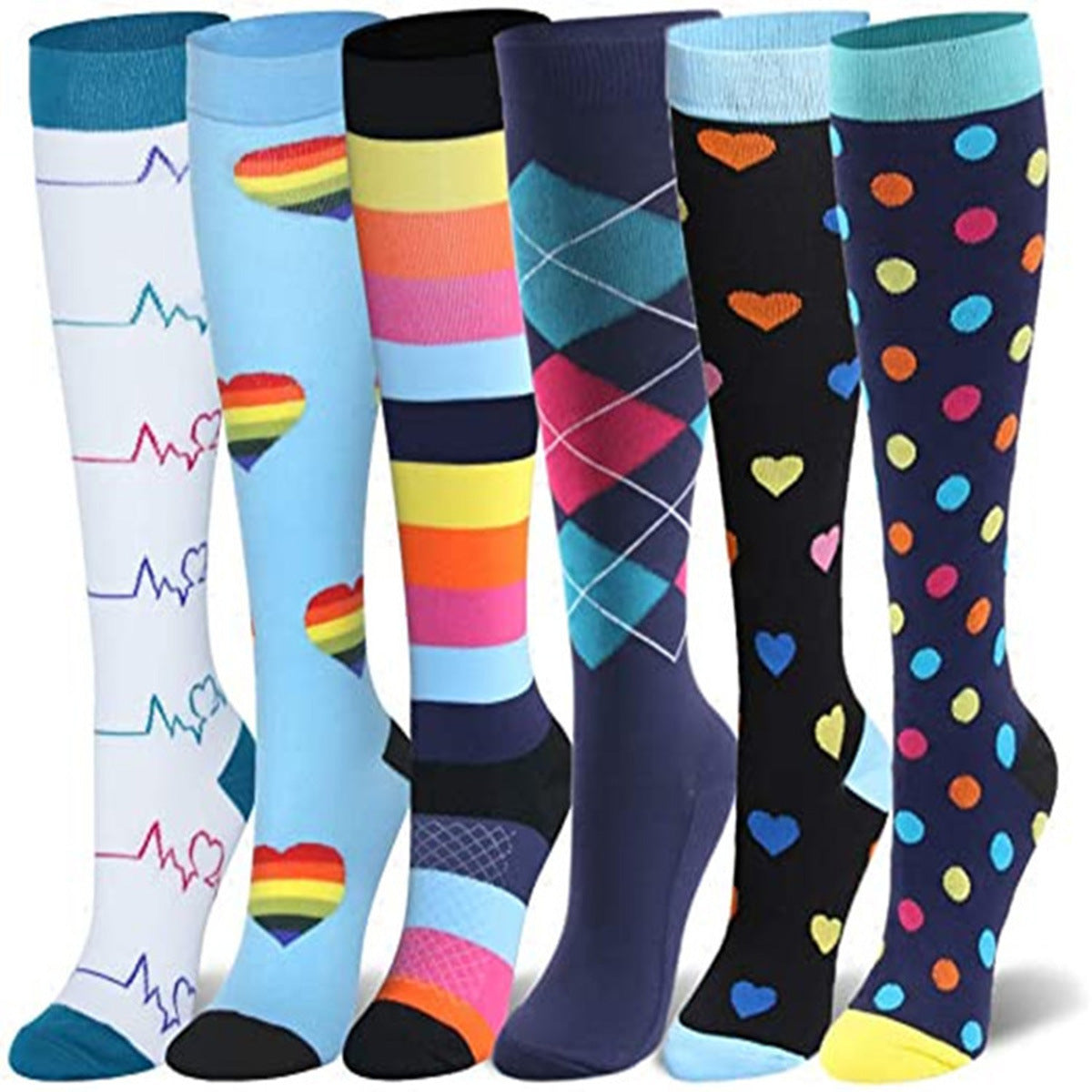 Compression Socks For Women & Men Circulation 6 Pairs For Athletic Running Cycling