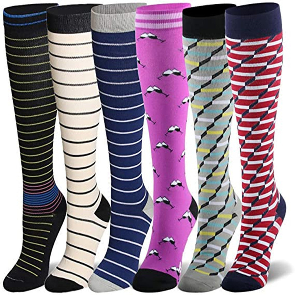 Compression Socks For Women & Men Circulation 6 Pairs For Athletic Running Cycling