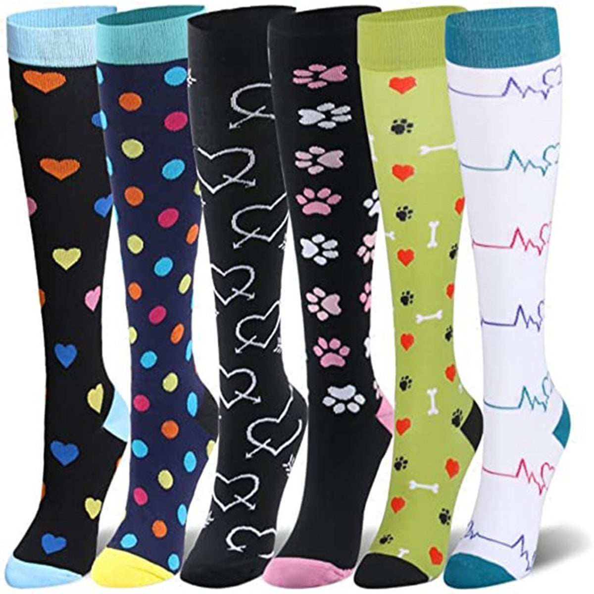 Compression Socks For Women & Men Circulation 6 Pairs For Athletic Running Cycling