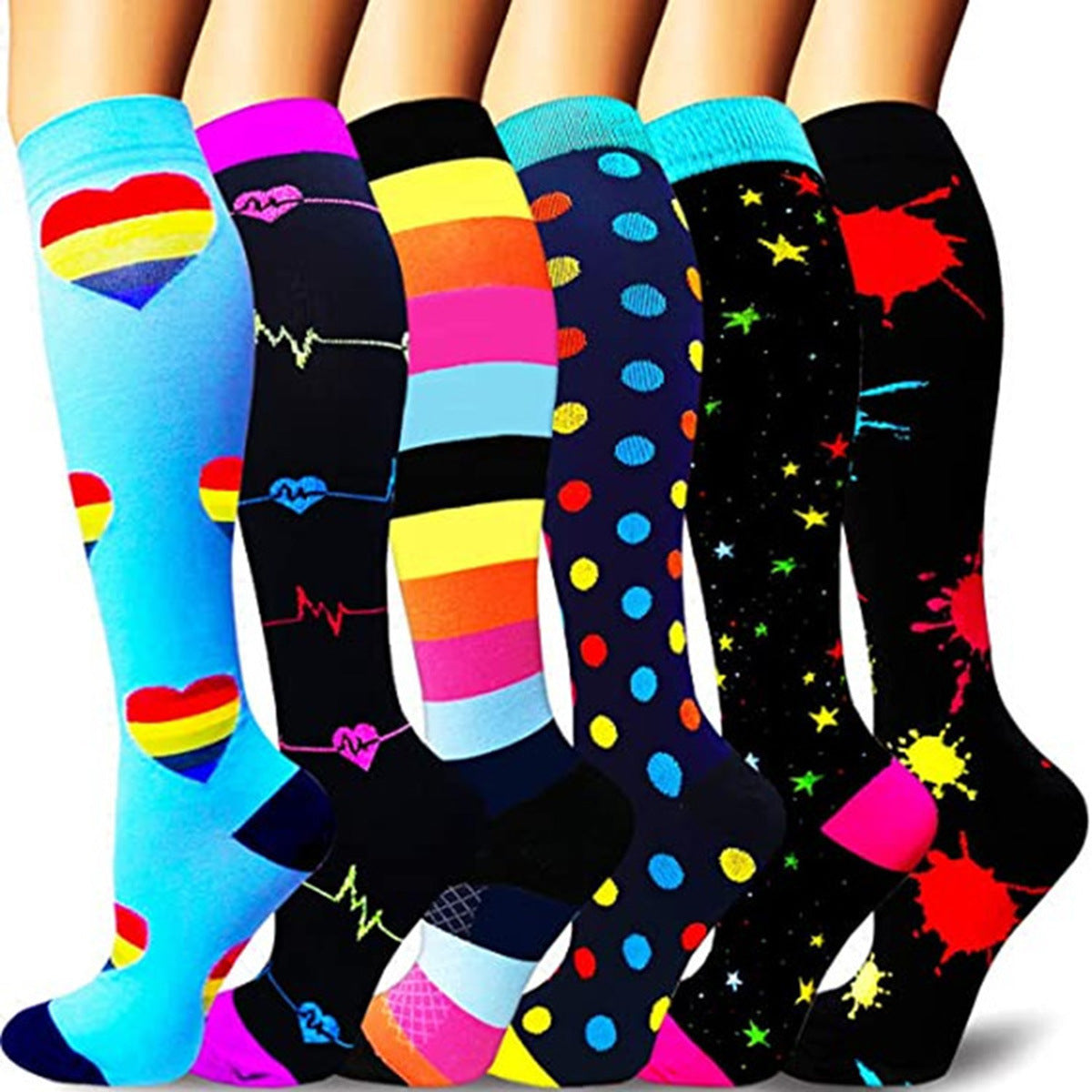 Compression Socks For Women & Men Circulation 6 Pairs For Athletic Running Cycling