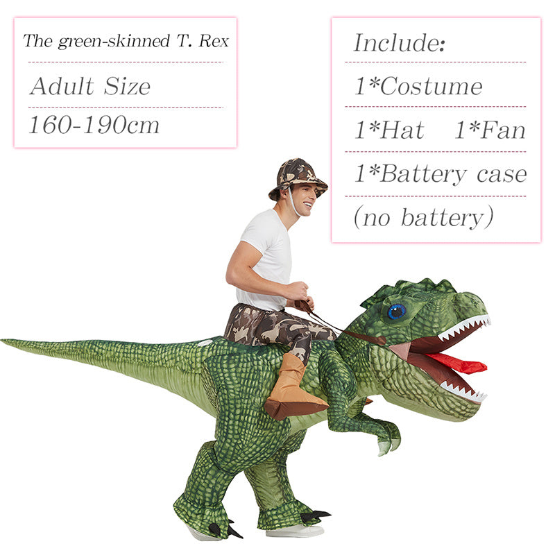 Inflatable Dinosaur Costume Riding T Rex Air Blow up Funny Party Halloween Costume for Kids