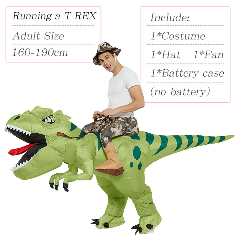 Inflatable Dinosaur Costume Riding T Rex Air Blow up Funny Party Halloween Costume for Kids