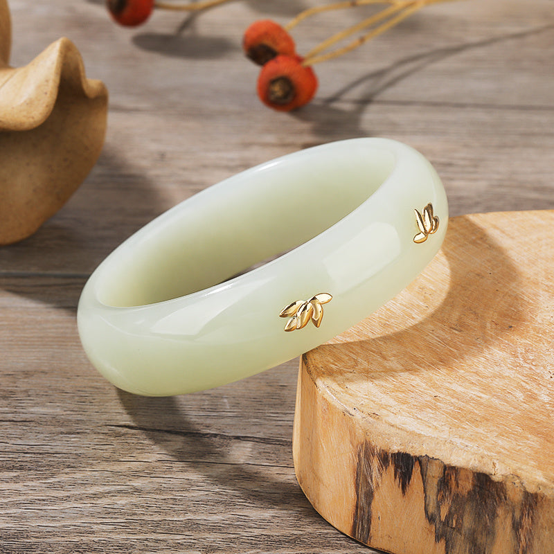 18K Gold Hetian jade bracelet