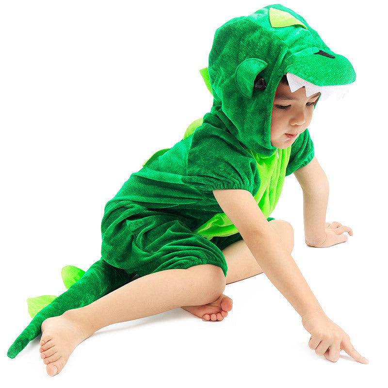 Cute Kids Animal Dinosaur Kugurumi Costume Cosplay Boys Child Green Black Kindergarten School Party Student Game Role Play Suit