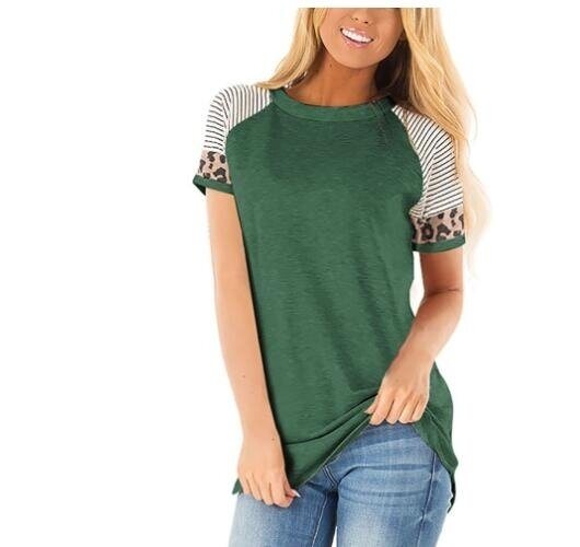 Leopard Tunic Tops Color Block Comfy T Shirts