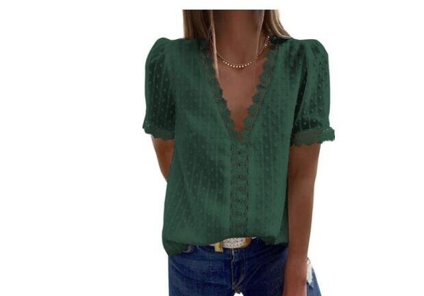 V Neck Lace Crochet Flowy Casual Sleeveless Blouses Shirts