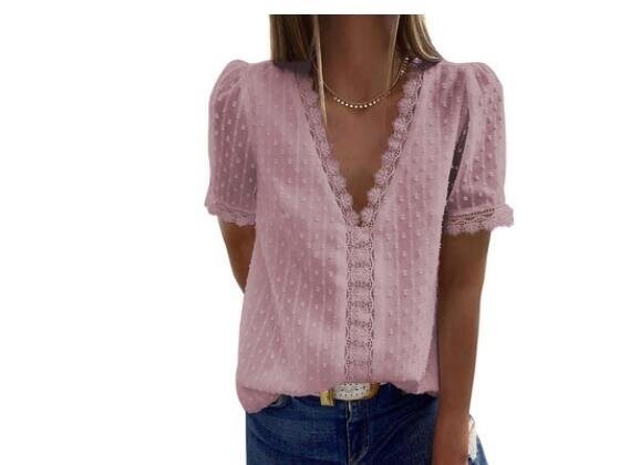 V Neck Lace Crochet Flowy Casual Sleeveless Blouses Shirts