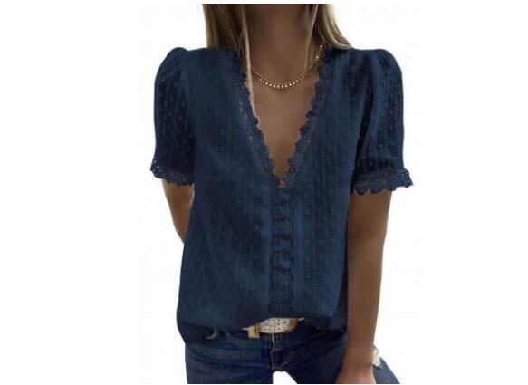 V Neck Lace Crochet Flowy Casual Sleeveless Blouses Shirts