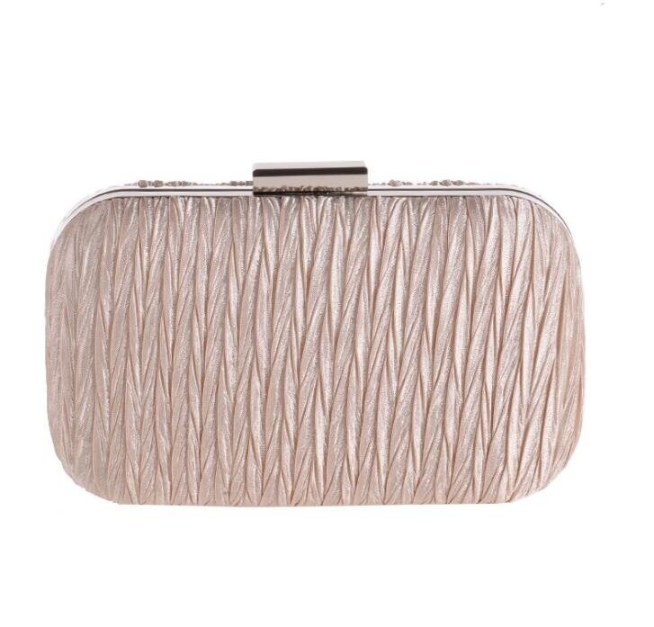 Pleated Satin Wedding Evening Bridal Clutch Purse