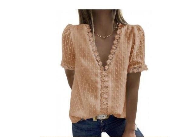 V Neck Lace Crochet Flowy Casual Sleeveless Blouses Shirts