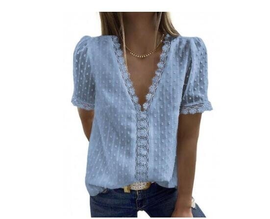 V Neck Lace Crochet Flowy Casual Sleeveless Blouses Shirts