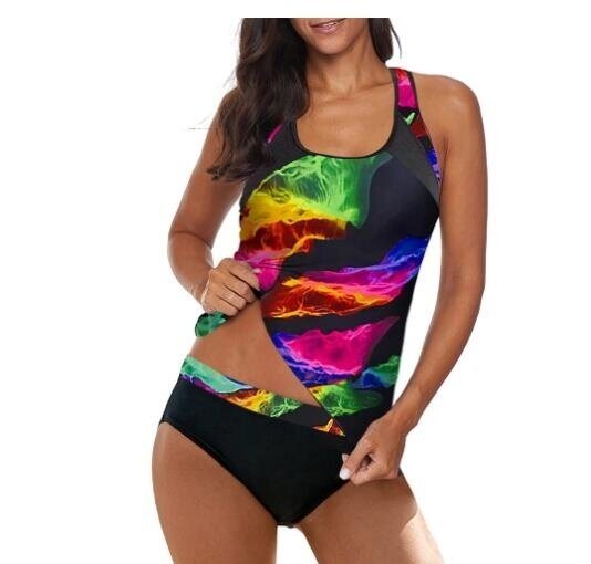 High Waist Print Two Piece Tankinis Bathing Suits