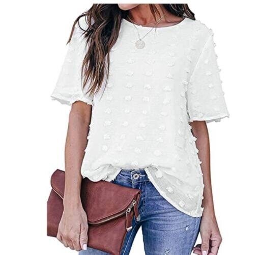 Chiffon Blouses Short Sleeve V Neck T-Shirts