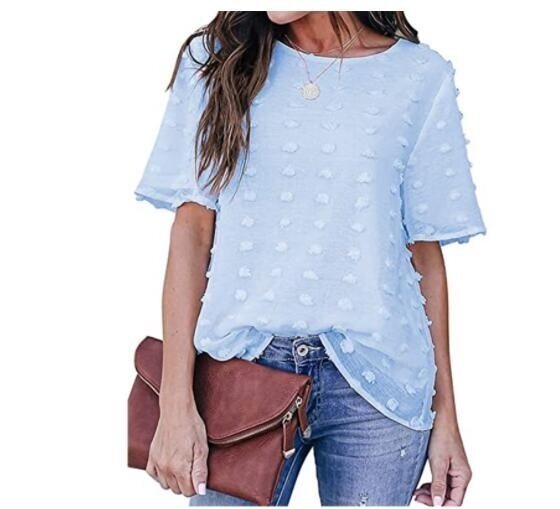 Chiffon Blouses Short Sleeve V Neck T-Shirts