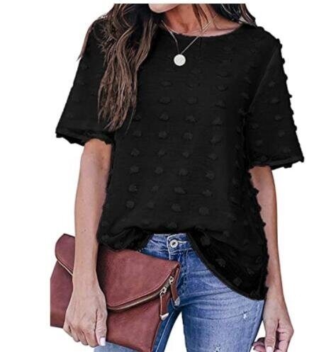 Chiffon Blouses Short Sleeve V Neck T-Shirts