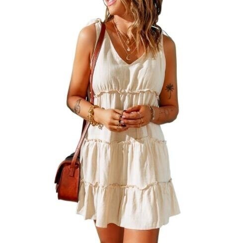 Strap V-neck Sleeveless Casual Dress