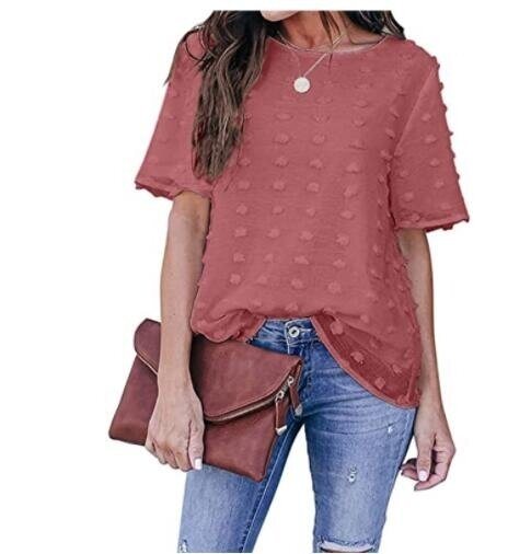 Chiffon Blouses Short Sleeve V Neck T-Shirts