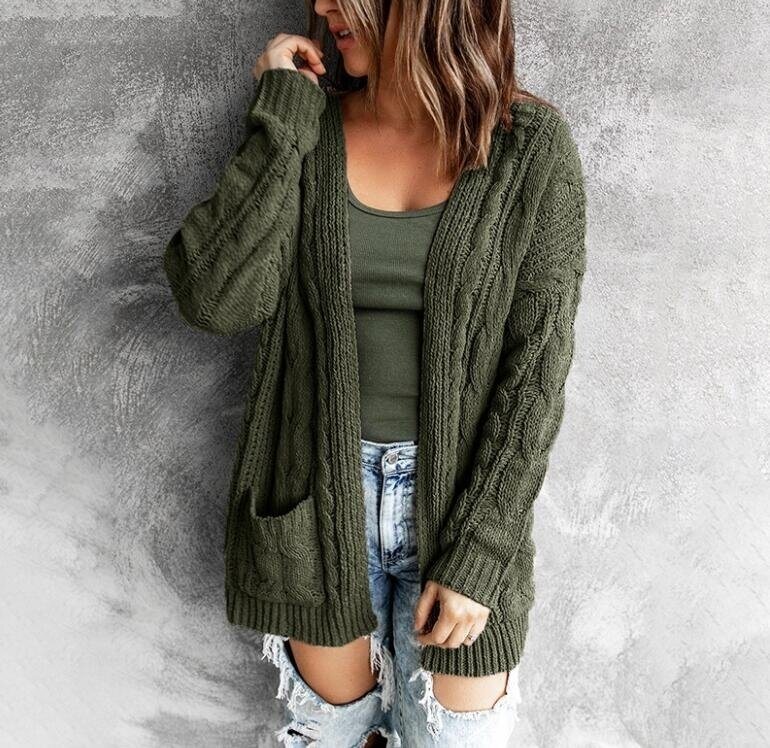 Open Front Cardigan Sweater with Pockets