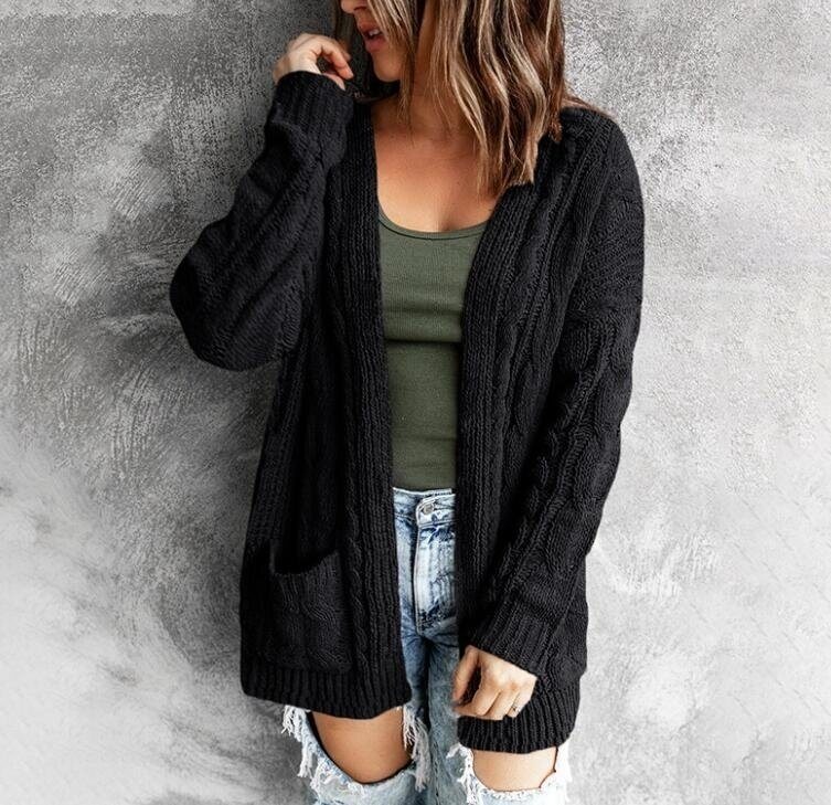 Open Front Cardigan Sweater with Pockets