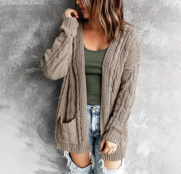 Open Front Cardigan Sweater with Pockets