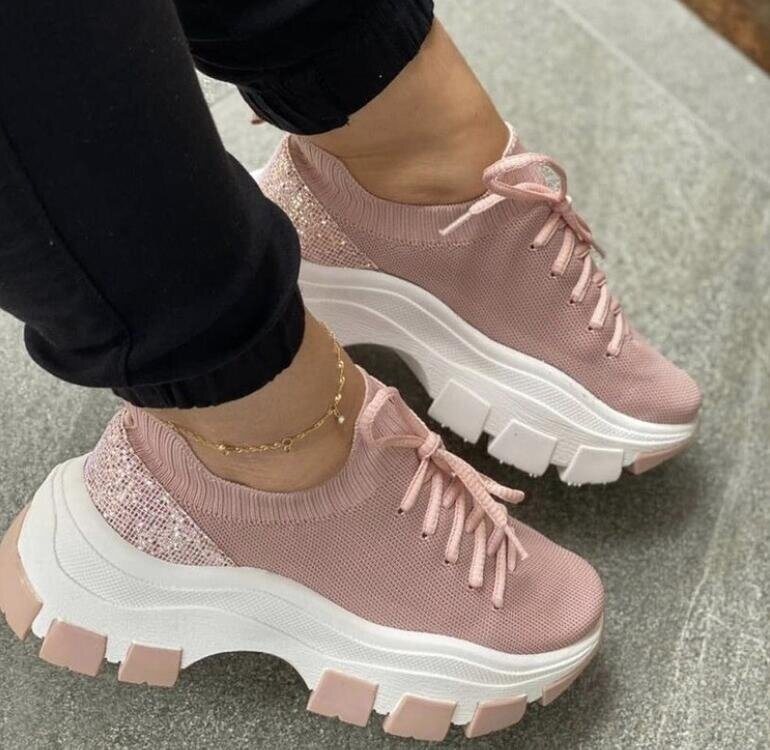 Flying Woven Lace Up Casual Platform Sneakers