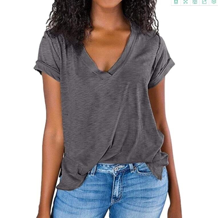 V Neck Short Sleeve Summer Tops Blouse