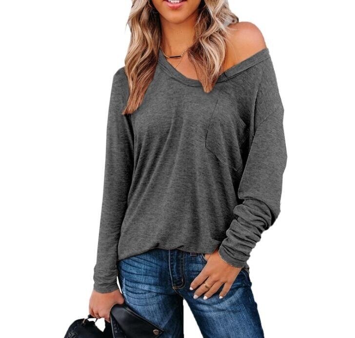 V-neck Casual Long Sleeved Top Tunics