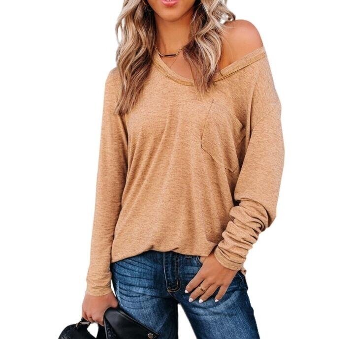 V-neck Casual Long Sleeved Top Tunics