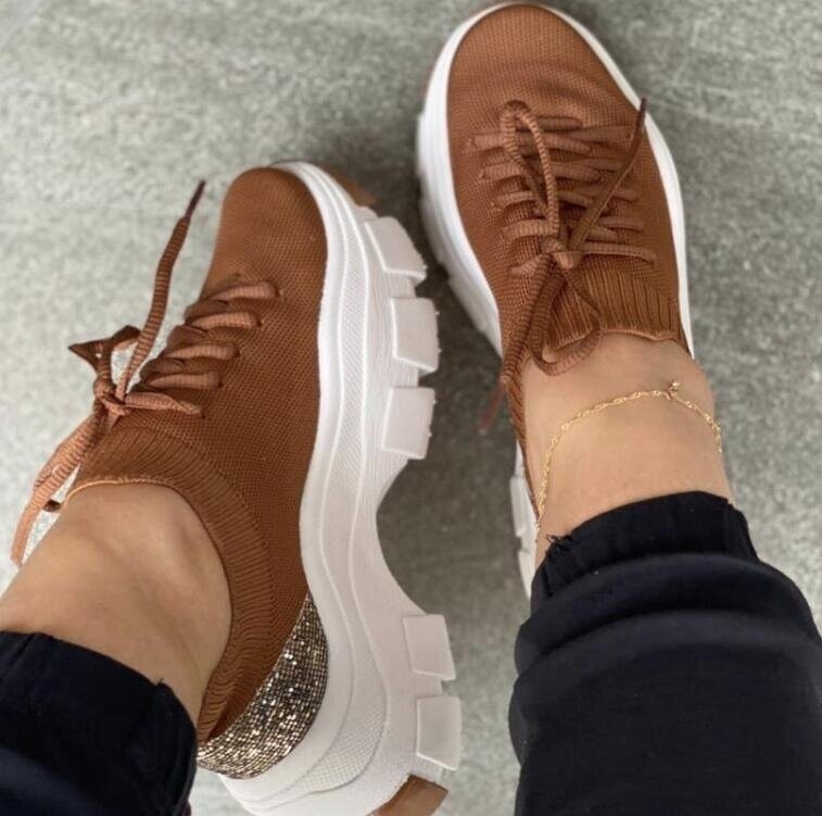 Flying Woven Lace Up Casual Platform Sneakers