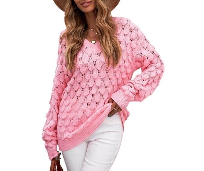 V-neck Long Sleeved Knitted Sweater