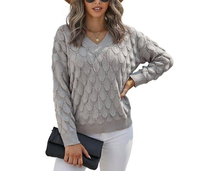 V-neck Long Sleeved Knitted Sweater