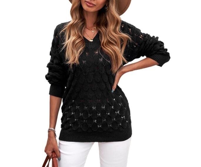 V-neck Long Sleeved Knitted Sweater