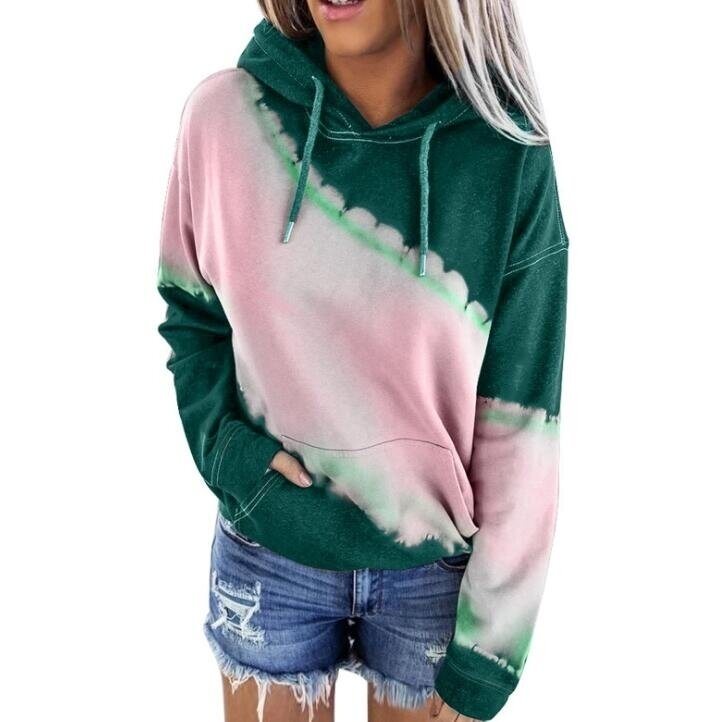 Tie-dye Hooded Long Sleeved Sweater