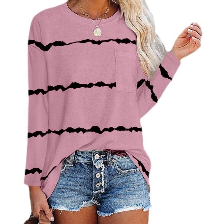 Printed Long Sleeved Round Neck Tunics Top