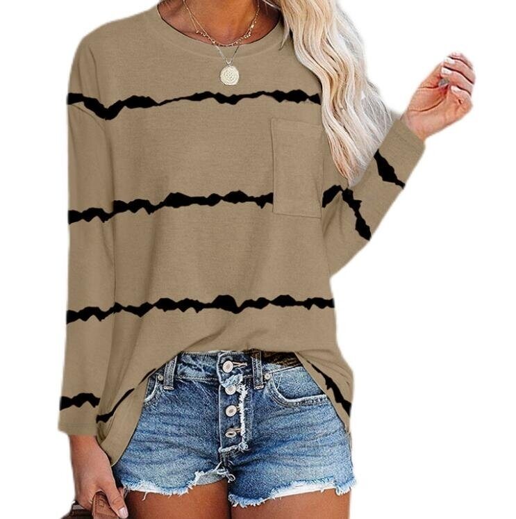 Printed Long Sleeved Round Neck Tunics Top