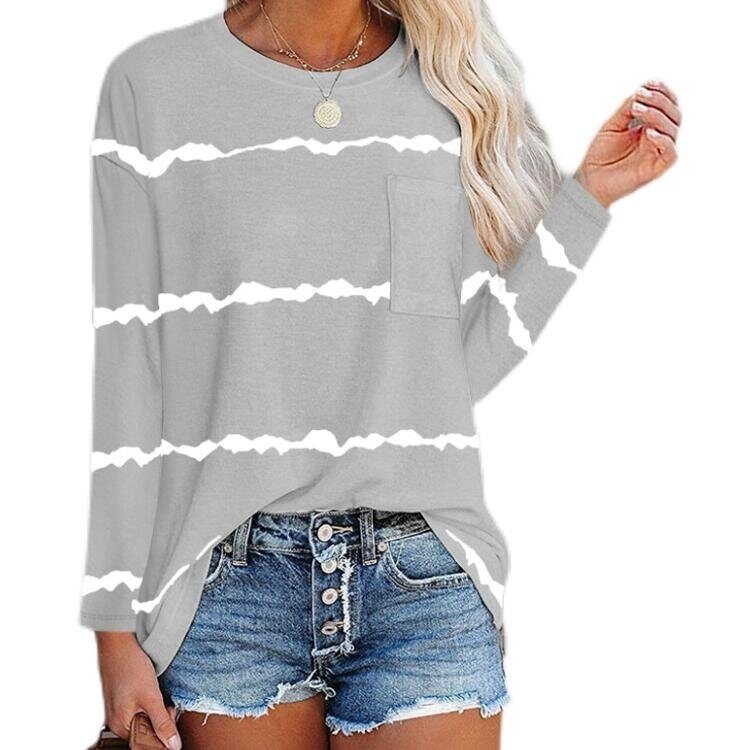 Printed Long Sleeved Round Neck Tunics Top