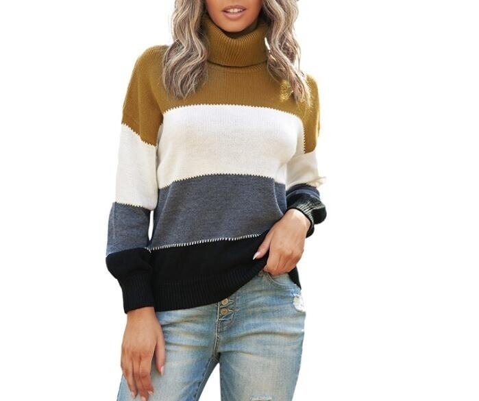 Striped Turtleneck Casual Sweater