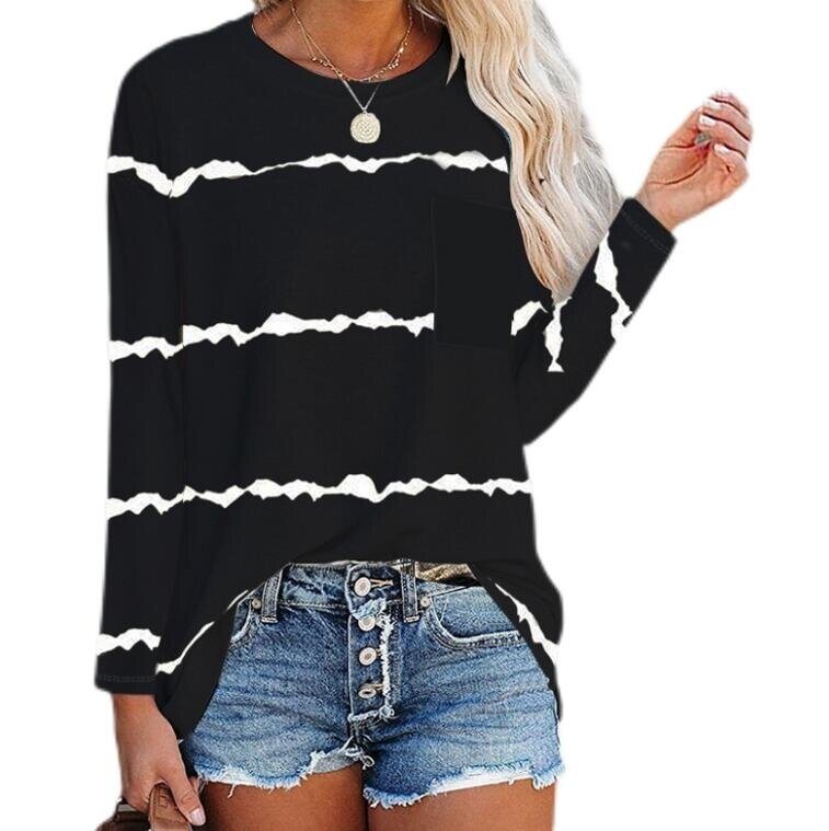 Printed Long Sleeved Round Neck Tunics Top