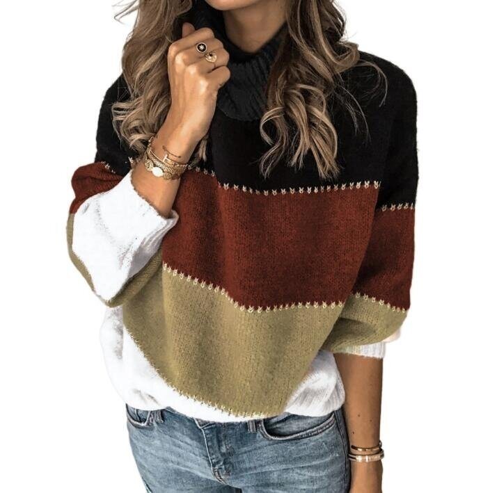 Striped Turtleneck Casual Sweater