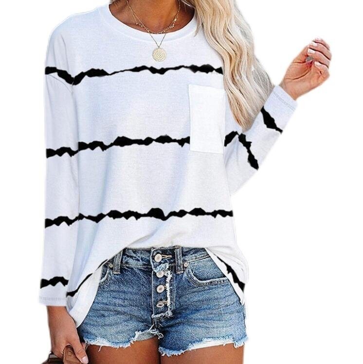 Printed Long Sleeved Round Neck Tunics Top