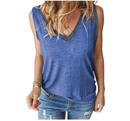 V Neck Tank Sleeveless T-shirt Basic Tees