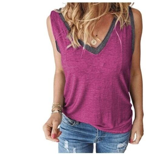 V Neck Tank Sleeveless T-shirt Basic Tees