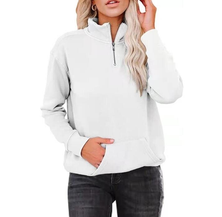 Half Zipper Stand Collar Long sleeved Sweatshirt