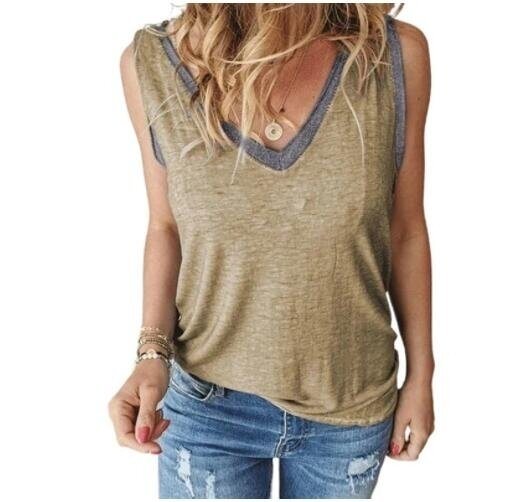 V Neck Tank Sleeveless T-shirt Basic Tees