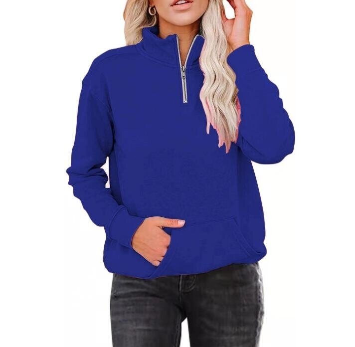 Half Zipper Stand Collar Long sleeved Sweatshirt