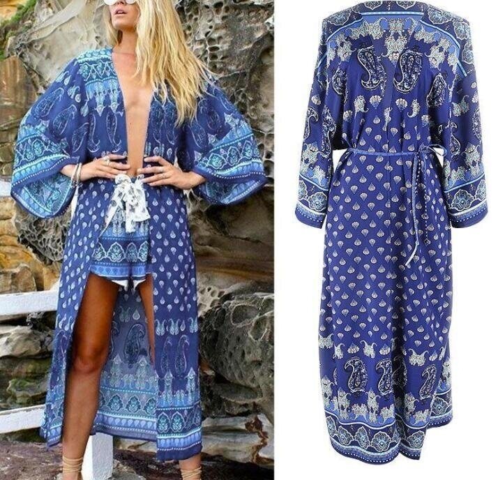 Long Cardigan Open Front Bikini Swimsuit Cover Ups