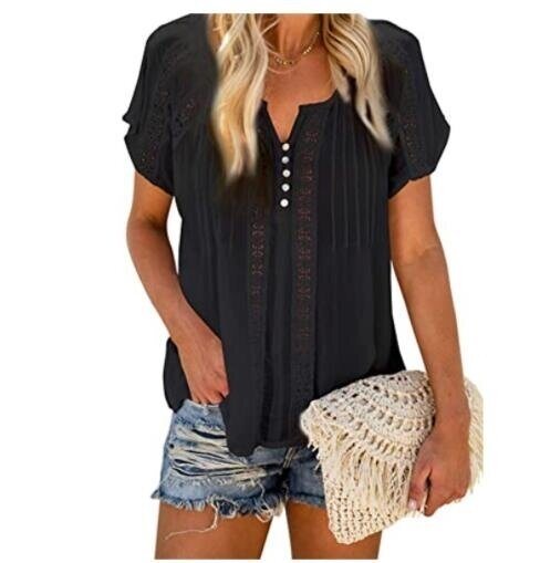 V Neck Lace Crochet Tops T Shirts Blouses Tops