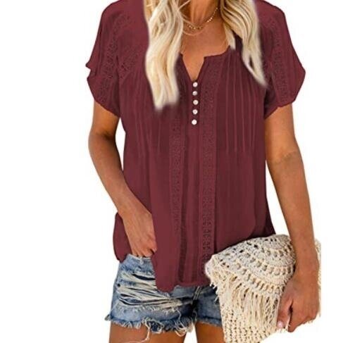 V Neck Lace Crochet Tops T Shirts Blouses Tops